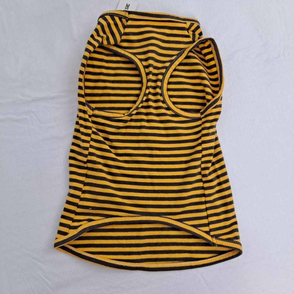 Dog T-shirt Yellow Gray Horizontal Stripes Small - Picture 5 of 7